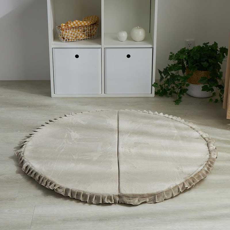 【1029484】ホリデープラスキッズ 円形 100cm ミルクティー