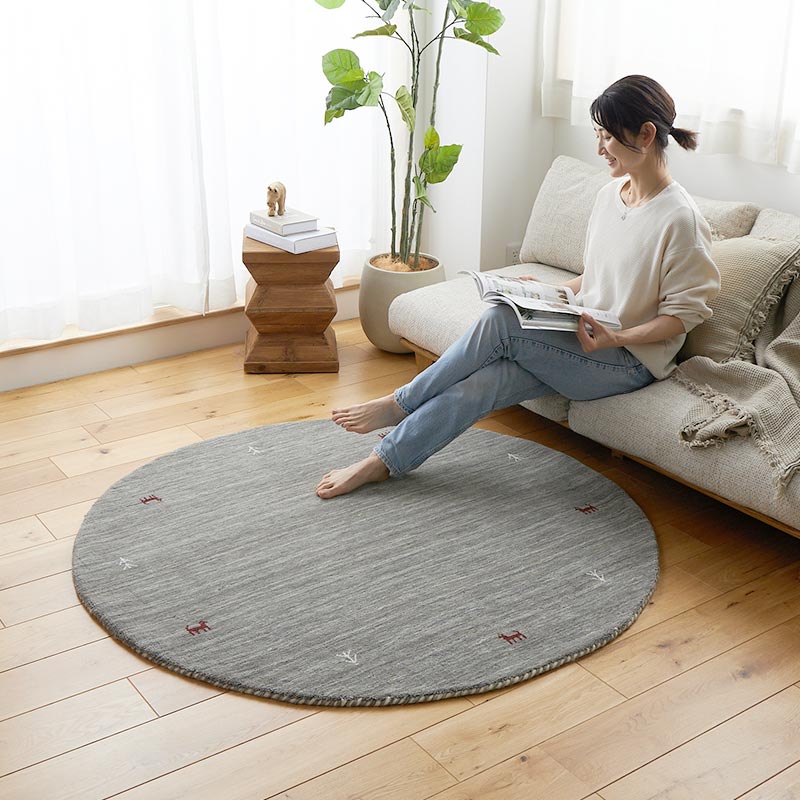 【1031238】イロハ 円形ラグ 140cm グレー