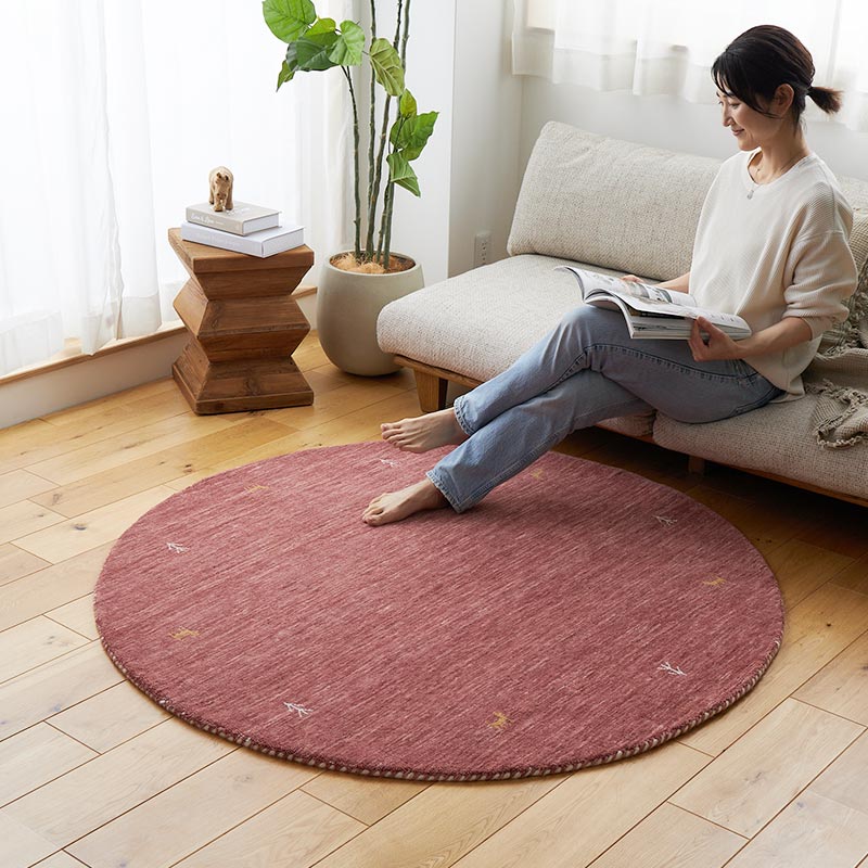 【1031230】イロハ 円形ラグ 140cm レッド