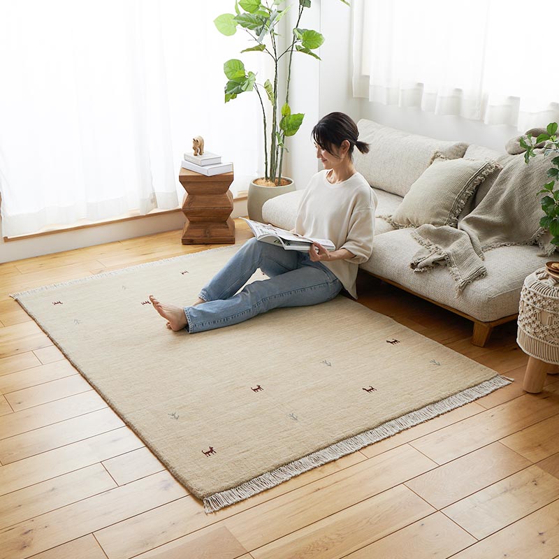 【1031219】イロハ ラグ 130x190cm ベージュ