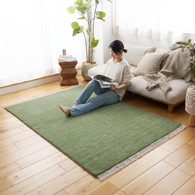 【1031231】イロハ ラグ 130x190cm グリーン