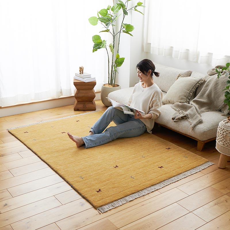 【1031223】イロハ ラグ 130x190cm オレンジ