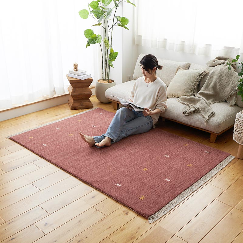 【1031227】イロハ ラグ 130x190cm レッド