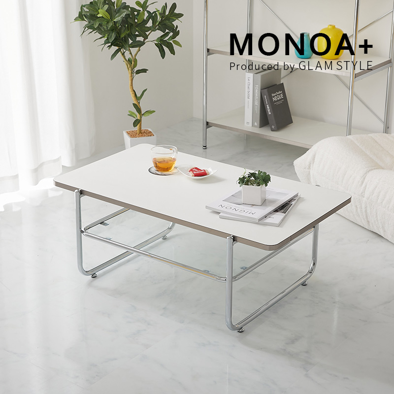 【1031274】MONOA+  リビングテーブル  ホーン 90x54x34cm ホワイト