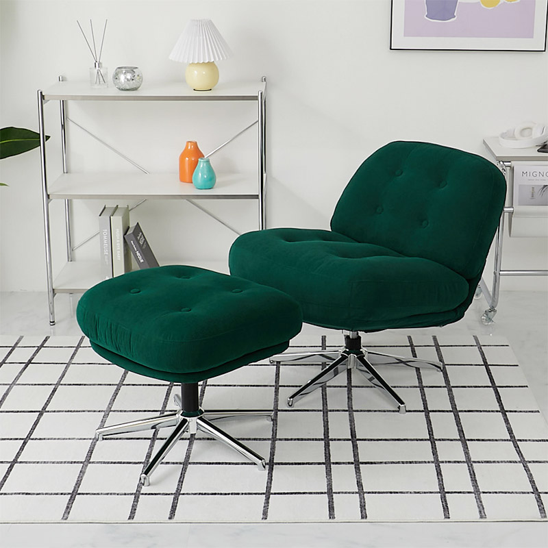 【1031264】MONOA+ オットマン  レジャリー 57x46x43cm ダークグリーン