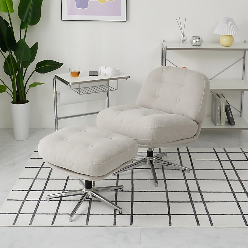 【1031262】MONOA+ オットマン  レジャリー 57x46x43cm ライトグレー