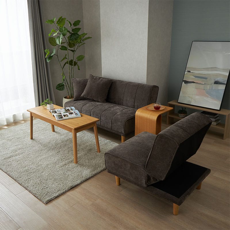 【1031361】MONOA+ 1人掛けソファー  シリーン 60x76x73cm ダークブラウン