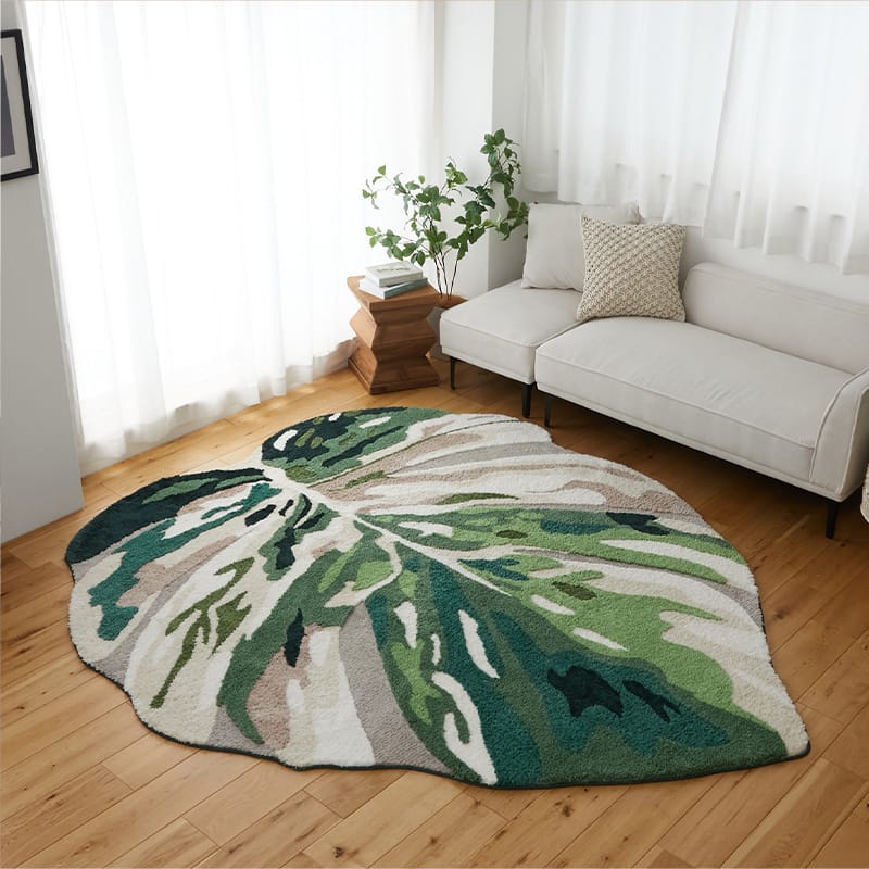 【1026833】モンステラ 葉形 200x240cm グリーン