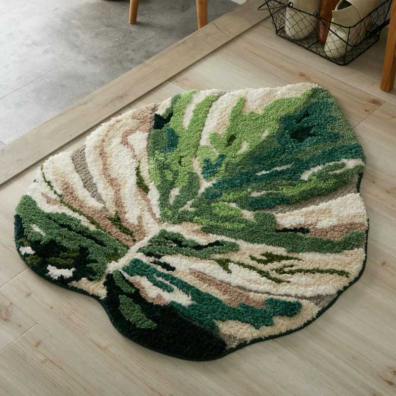 【1026831】モンステラ 葉形 75x90cm グリーン