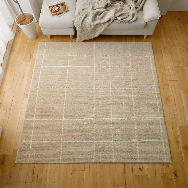 【1030726】ポッシュ2 チェック 130x190cm ベージュ