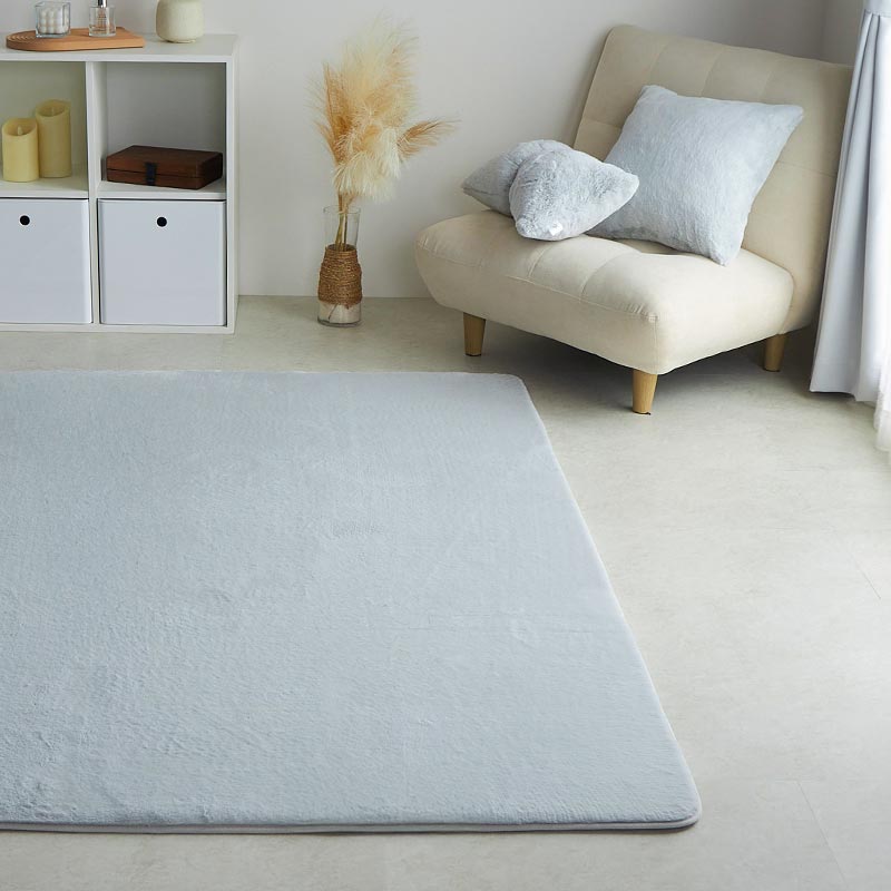 【1028553】ラビットファー ラファ ラグ 90x130cm グレー