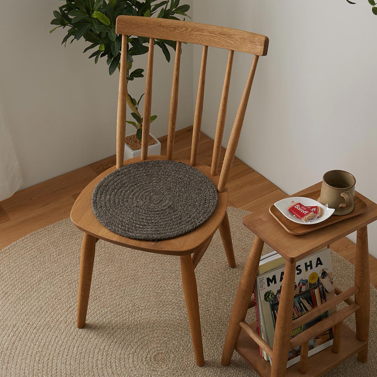 【1031055】ロニア チェアパッド 35cm チャコール